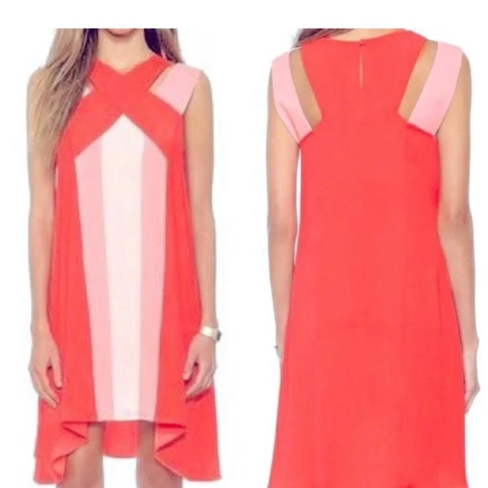 BCBGMaxAzria High Low Dress in Coral and Pink